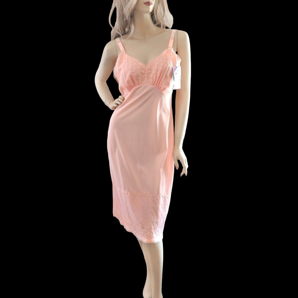 Vtg 50s Pale Orange Slip Dress NWT M Rococo Poetcore Italian Summer Bridal